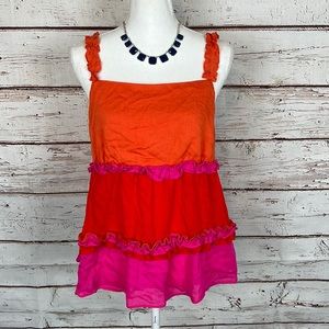 NWT SugarLips Red&Pink ruffle top blouse tank